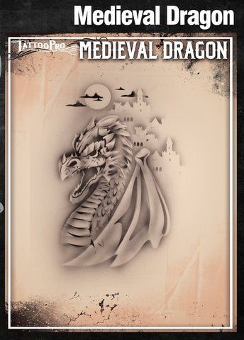 MEDIEVAL DRAGON - Tattoo Pro Stencils