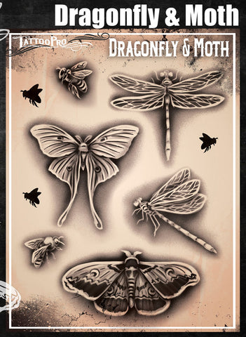 Dragonfly & Moth - Tattoo Pro Stencils