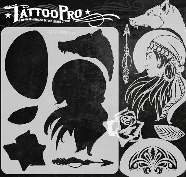 girl stencil tattoo