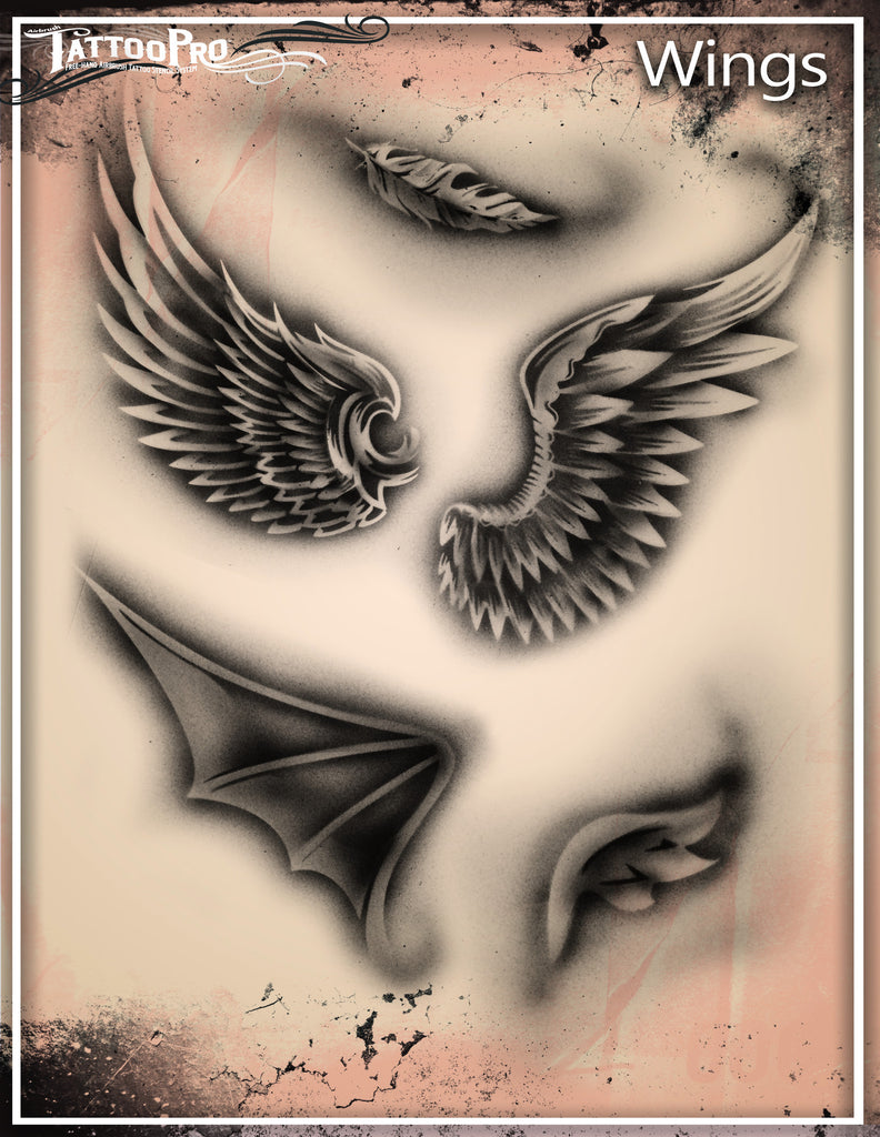 3D The Canvas Arts Temporary Tattoo Waterproof For Men & Women Wrist, Neck,  Shoulder (Wings Tattoo) Size 21X15 cm HB-501 : Amazon.in: Beauty