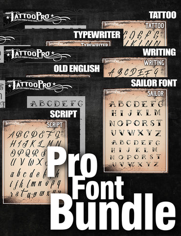 Pro Fonts Bundle - Tattoo Pro Stencils