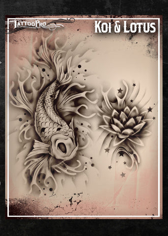 KOI & LOTUS - Tattoo Pro Stencils